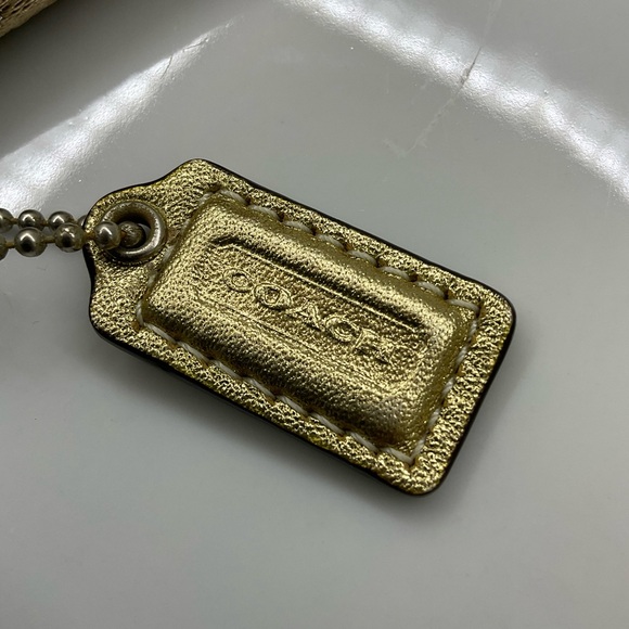 COACH Mini Signature Lurex Small Wristlet Bag Gold/Silver - Picture 3 of 10